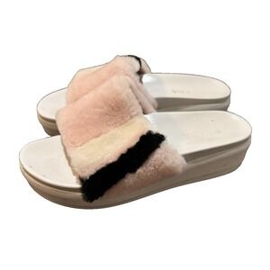 Prada Fuzzy Platform Slip-ons shoes 38 Eu- 7 US blush pink black FAIR condition